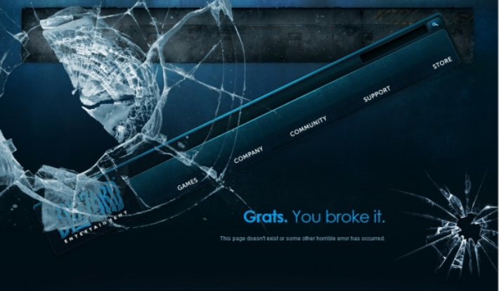 Blizzard.com сообщает посетителю: “Поздравляем. Ты сломал сайт.”