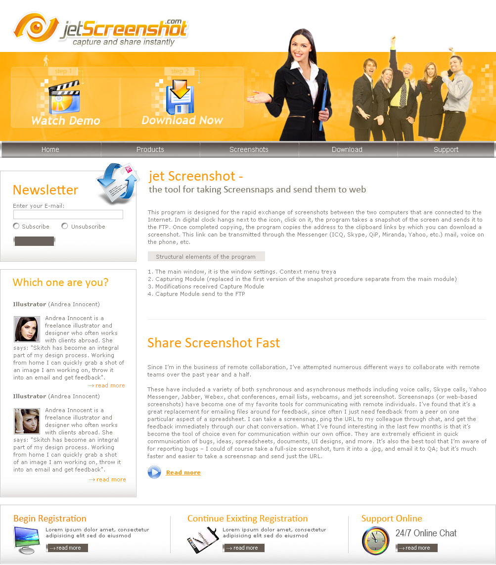 Дизайн сайта для Jet Screenshot: внутренняя страница