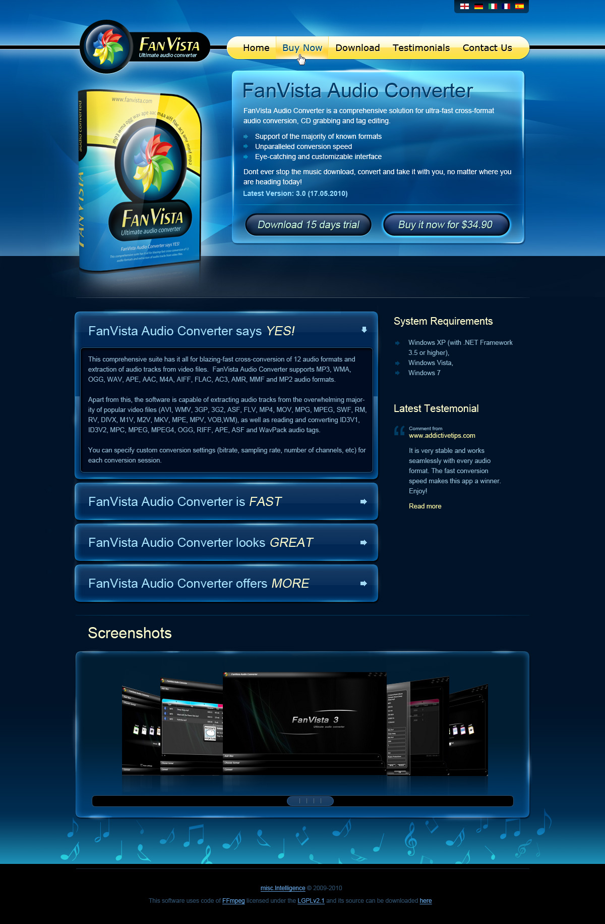 Дизайн сайта для FanVista Audio Converter