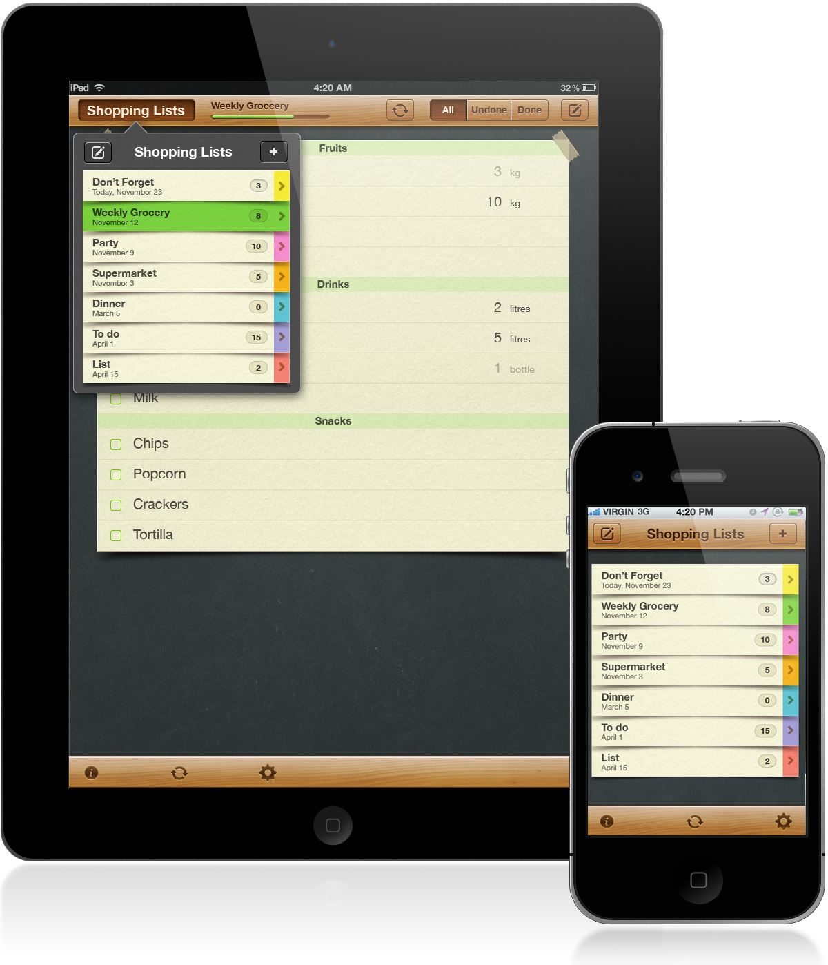 Дизайн интерфейса приложения iPhone/iPad Best Shopping List