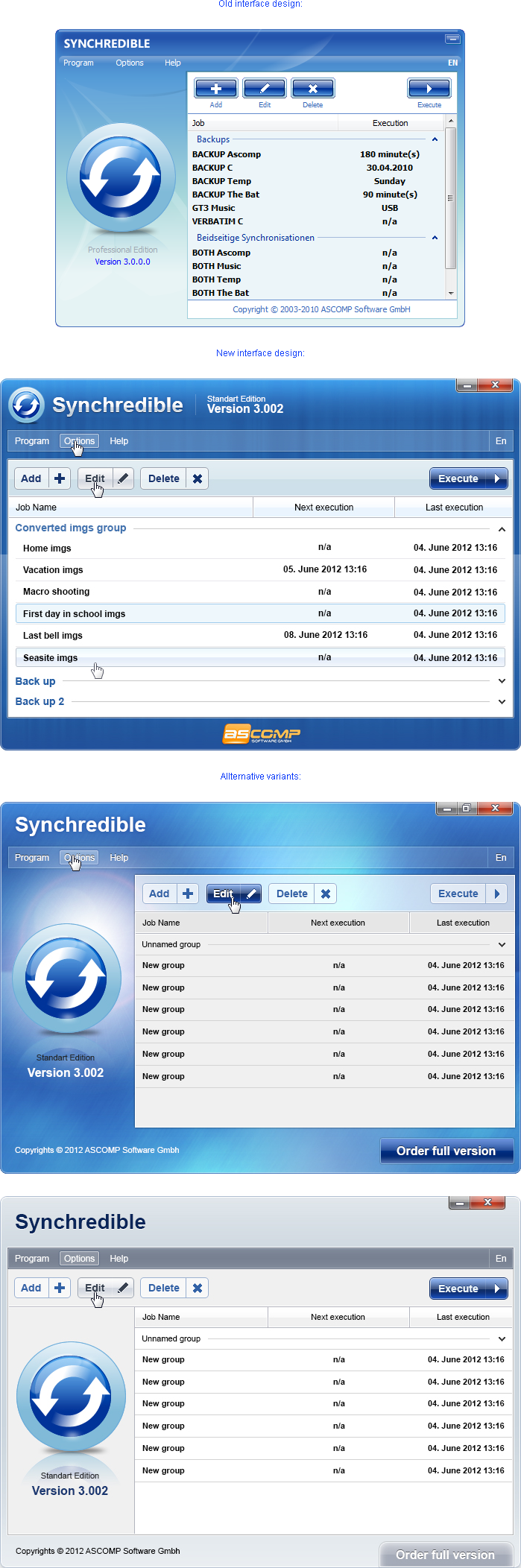 Interface redesign for Synchredible