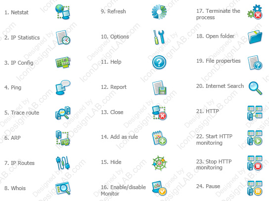 Иконки для панели инструментов NetStat Agent