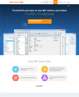 Developing of landing page for DBF Viewer 2000 software